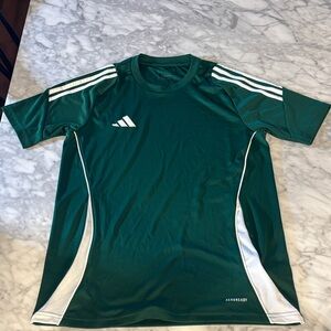 Adidas Aeroready Green and White Tee size small
